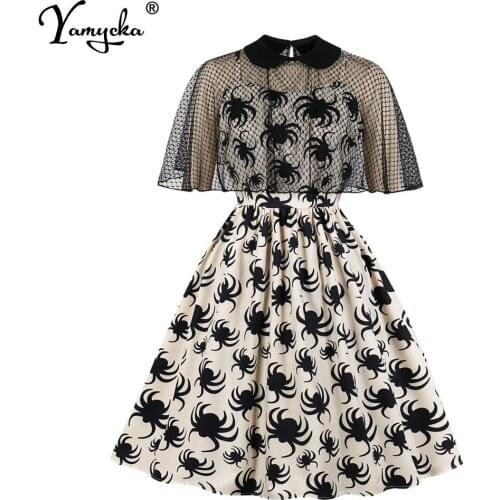 Sexy vintage slip mesh print casual summer Lolita dress women Halloween party bodycon dress elegant evening prom dresses vestido