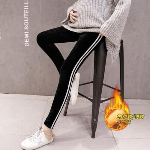 Winter Warm Velvet Maternity Legging Pants Elastic Wait Adjustable Skinny Pants For Pregnant Women Thick Warm Pregnancy Legging