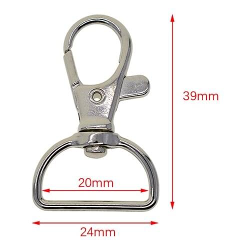 10pcs Alloy Swivel Lobster Clasps D-ring 20mm Hook Keychains Silver DIY Parts Car Keychain Accessories