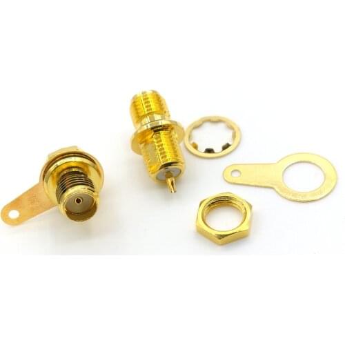 100pcs copper RF Coax SMA Female Jack RF Panel Mount with flange nut bulkhead Connector Plug