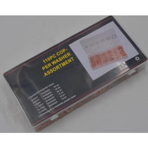 110Sets 6 Sizes Solid Copper Crush Washers Assorted Set Durable with Case