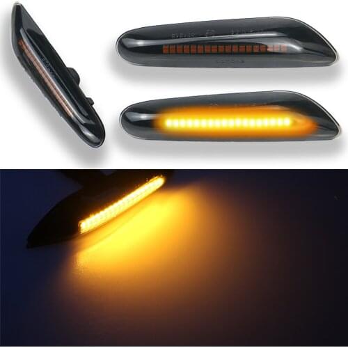 2PCS Smoke Lens Dynamic Flowing LED Turn Signal Side Marker Light Blinker Lamp For BMW E60 E39 E90 E91 E81 E82 E88 E46 X3 X5 X1