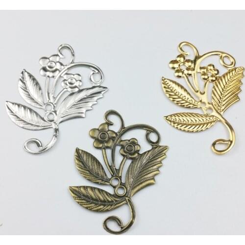 20pcs 37x50mm Filigree Flower Charms For Embellishment Scrapbook DIY Jewelry Metal Craft Wraps