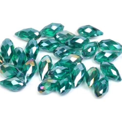 6*12mm Peacock Green Glass Czech Teardrop crystal beads,Waterdrop Crystal beads, necklace Jewelry Making DIY