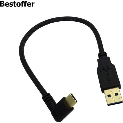 90 Degree Angled Type C USB 3.1 Male to Standard USB 3.0 Male 25cm Gold Plated for Smart Phone Free Shipping
