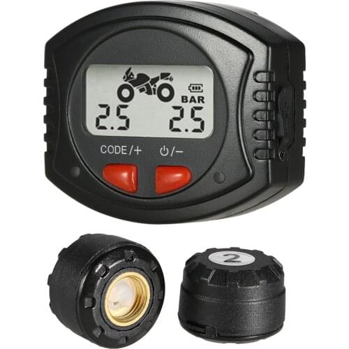 Motorcycle TPMS Wireless Tire Pressure Monitoring System LCD Display Bar/PSI Unit w/ Waterproof External Sensors