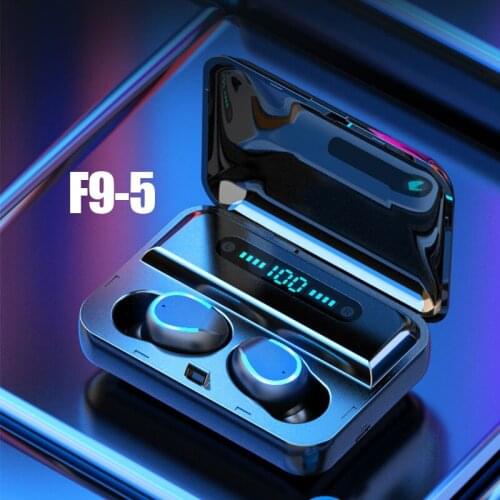F9-5 TWS Bluetooth Earphone Smart Digital Display Bluetooth Headset Wireless Sports Stereo in-Ear Waterproof