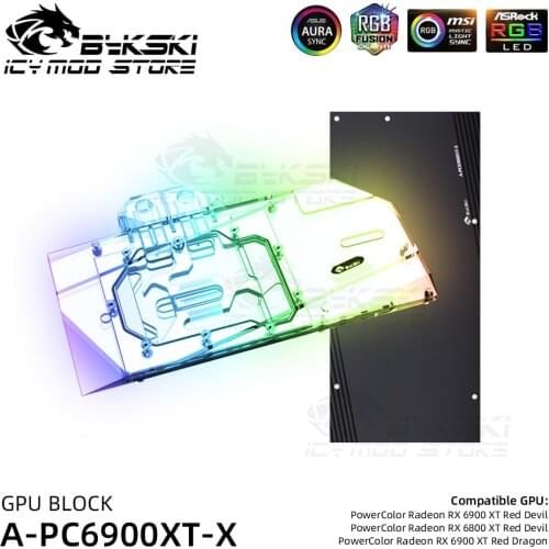 Bykski VGA Water Block for Powercolor Radeon RX 6900 6800 XT Red Devil ARGB Heatsink Water Cooling Video Card Block A-PC6900XT-X