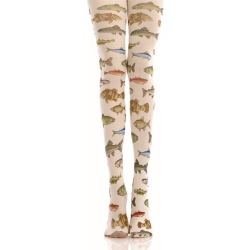 Color Tropical Fish Print Pantyhose Bottoming