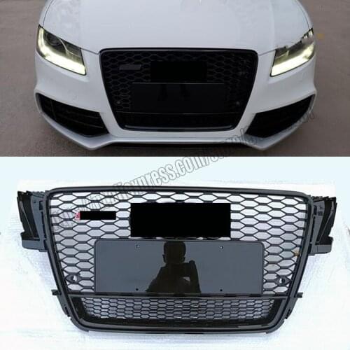 For audi a5 / s5 b8 2008 2009 2010 2011 For rs5 style sport front hex mesh honeycomb grill gloss black cover