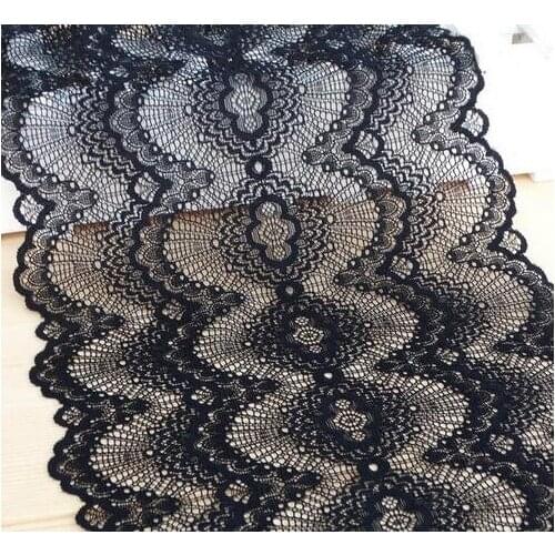 1 Meter Super Wide 21cm Hot Stretchy Lace Ribbon Black White Elastic Lace Trim DIY Sewing Accessories Home Decoration