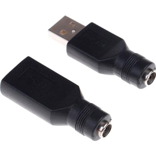 Female Jack To USB 2.0 Male Plug / Female Jack 5V DC Power Plugs Connector Adapter Laptop 5.5*2.1mm Drop Ship
