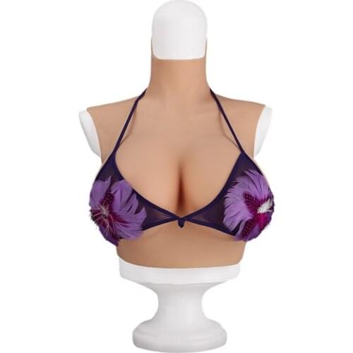 Upgrade 6G New High Collar Neck Fake Artificial Boob Realistic Silicone Breast Forms Crossdresser Shemale Transgender Drag Queen