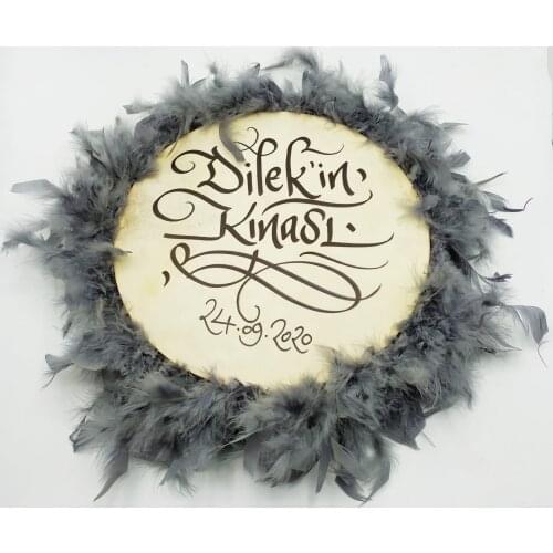 Leather Tambourine 18 cm Name Written Small Size Gray Shaggy (S18YGRTEF)