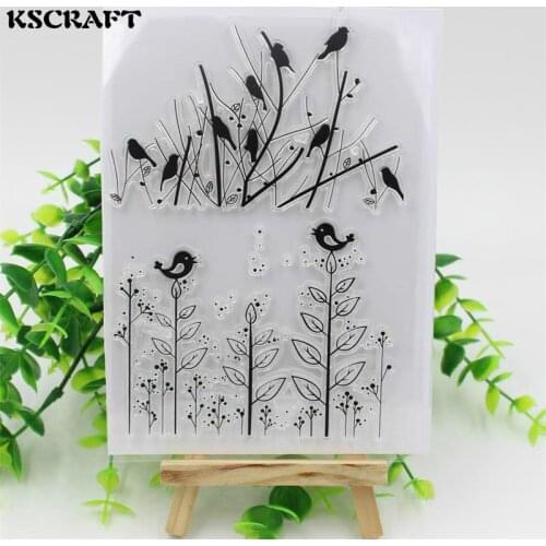 KSCRAFT Lovely Birds Transparent Clear Silicone Stamps for DIY Scrapbooking/Card Making/Kids Fun Decoration Supplies 040