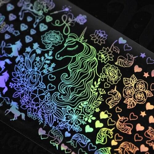 4*100cm Laser Material Transparent Unicorn for Nail Art Stickers Resin Jewelry Filling Kawaii DIY Decoration Handmade Craft