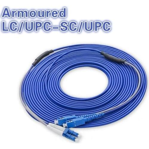 LC/UPC-SC/UPC 5PCS Armoured Fiber Optic Patch Cord Jumper SM Optical Cable 3.0mm Fibra Optica FTTH Single Mode Duplex
