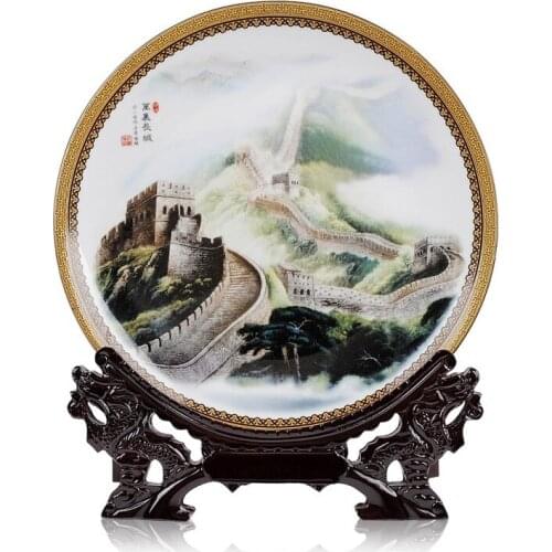 BEST business birthday present - vintage handicraft CHINA The Great Wall porcelain plate Decor art
