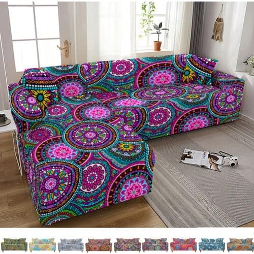 Mandala Stretch Slipcovers Sofa Cover for Living Room Sectional Couch Cover 2/3 Seater funda de sofá L Shape Sofa Need 2pcs
