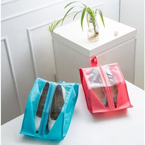Bright Color Shoe Sacks Portable Shoes Storage Bags Hangende Schoenen Zak With Zipper Cabin Bag Flat Leathe Shoe Bag Sneaker Bag