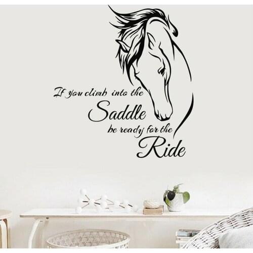 Motivational Phrase Wall Decal Horse Head Riding Quotes Home Decoration Living Room Sofa Background Wall Vinyl Wall Sticker Y737