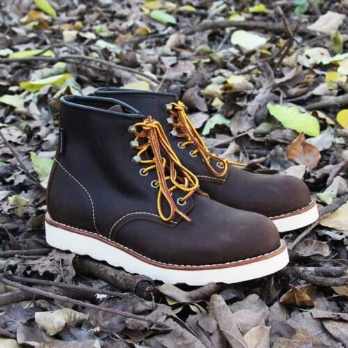 New Goodyear Autumn Winter Men Ankle Boots British Cow Leather Tooling Shoes Wings Top Quality Outdoor Motorcycle Boots Platform