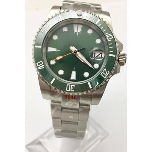 40mm Mechanical Watch Japan NH35 Green Dial Sapphire Glass Automatic Men Watch Steel Bracelet