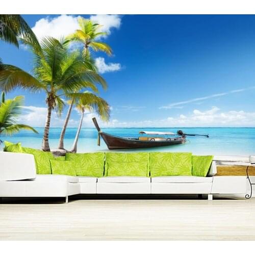 Custom 3d mural,Boats Sky Thailand Palma Nature wallpapers,hotel room restaurant living room TV sofa wall bedroom wallpaper