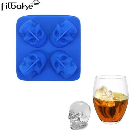 FILBAKE New Silicone Skull Ice Cube Mold Cake Mold Fondant Chocolate Making Ice Maker Bar Tools For Whiskey Accessories