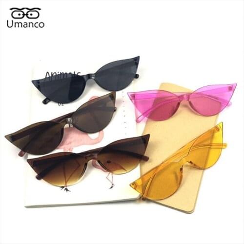 Umanco Sexy Cat Eye Retro Sunglasses Small Triangle Rimless Sunglasses Female Shades Trending Street Eyewear UV400 Eyeglasses
