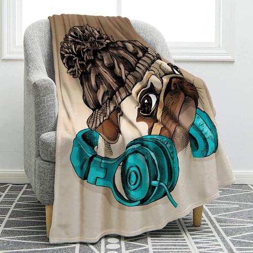 Pug Dog Blanket Cozy Soft Warm Throw Blanket for Sofa Couch Bed Office