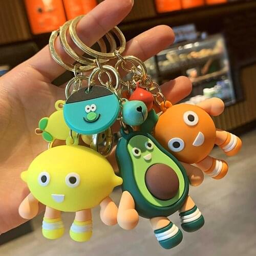 Creative Fashion Cartoon Animation Keychain Cute and Cute Simulation Fruit Keychain Boys and Girls Bags Fun Keychain Wholesale