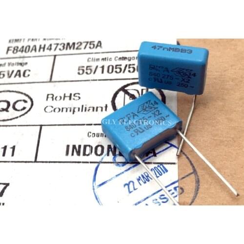 50PCS 47nMBB3 840 275V X2 P=10mm MKP FILM CAPACITOR