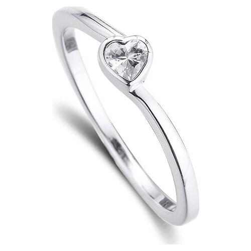 Clear Tilted Heart Solitaire Rings 100% Authentic 925 Sterling-Silver-Jewelry Free Shipping