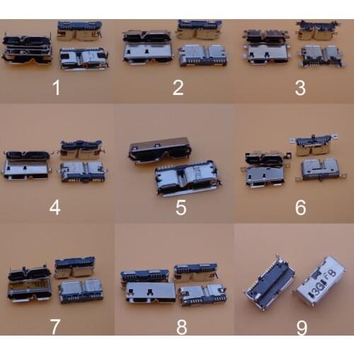 2pcs Micro USB 3.0 Jack 10pin Female Sockect Tail Charging Port Mobile Hard Disk Interface Micro Connector