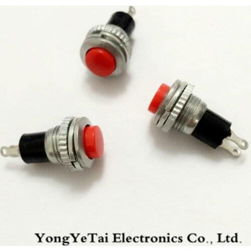 10MM small button switch DS-316 non-self-resetting jog lock-on switch Press red and green bell horn free shipping