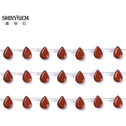 ShinyGem 2020 Natural Stone Beads 13*18mm Horizontal Hole Water Drop Gold Sand Sparkling For Jewelry Making Wholesale 10/20pcs