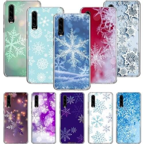 Snowflake Winter white snow Christmas Case for Huawei P20 P30 P40 P Smart Z + P10 Mate 30 10 20 Lite Pro Silicone Shell Phone Co