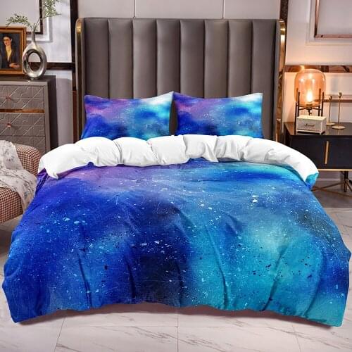 Blue Microfiber Comforter Cover with Tie Dye Colors Print Bedding Duvet Cover Farmhouse Style White Reverse