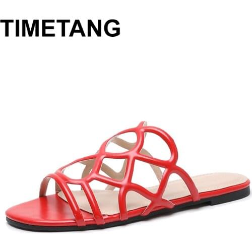 TIMETANG mountain 2020 summer flat slippers bohemia hollow roman women sandals open toe big size shoes for women
