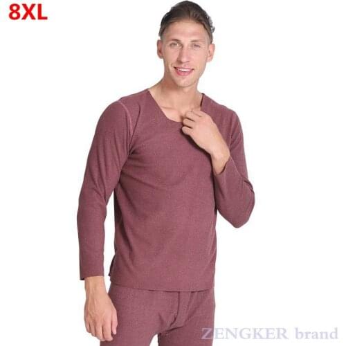 Winter thermal underwear mens plus size Thermal Underwear Tops large size brushed silk patch warm 8XL 7XL mens underwear