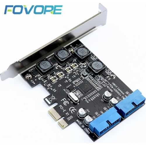 Super Speed PCI-e to 2 Port 19Pin USB 3.0 Riser Card PCIe to Dual Internal 20Pin PCI Express Card Converter Adapter for Computer