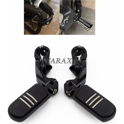 Motorcycle 1-1/4" Highway Engine Guard Footrests Angled Foot Pegs Mount For Harley Dyna Fat Bob Softail Sportster XL 1200 883 48