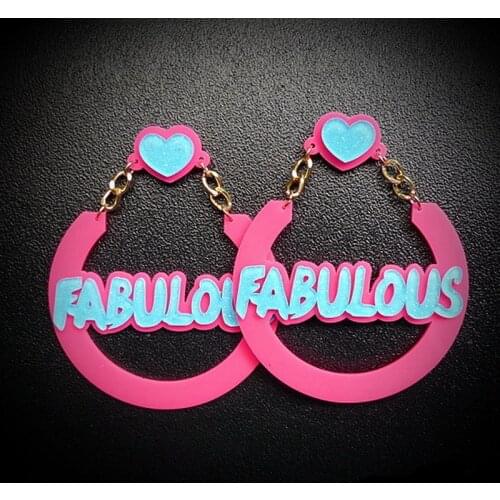 Acrylic FABULOUS Letter Big Pendant Earrings for Women Hip-Hop Punk Long Dangle Drop Earrings Brincos Pendientes Jewelry Gifts