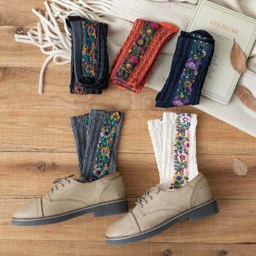 1 Pairs Autumn Winter New Retro Palace Ethnic Wind Pattern Tube Socks Women Harajuku Creative Warm Comfortable Unisex Sox Men