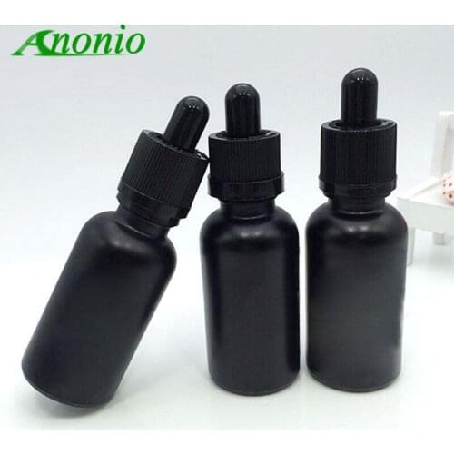 20pcs Empty Glass Essential Oil Bottle Black Elegant Cosmetic Toner Container High-end DIY Black Glass Dropper Bottle 0B
