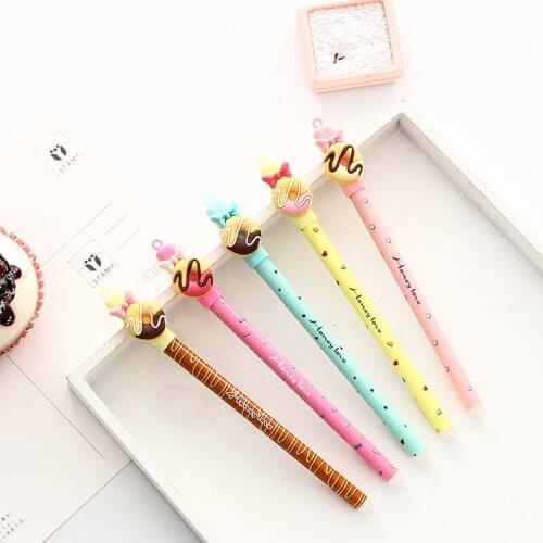 30 Pcs/Lot Candy Color Gel Pen Sweet Donut Bowtie 0.5mm Ballpoint Black Color Pens Kawaii Gifts School Canetas Escolar