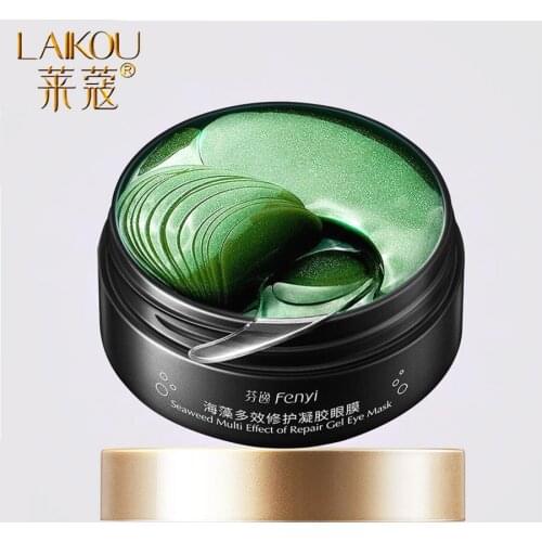 LAIKOU 60PCS Green Eye Mask Hydrogel Patch Wrinkle Eyes Bags Face Skin Care Anti Wrinkle Dark Circles Crystal Eye Gel Mask Cream