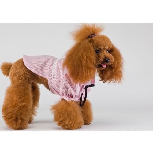 ADEWEL Spring Summer Sweet Dog Clothes Puppy Pet Pink Color Cute Cat Girl Striped Shirts For Small Chihuahua Dogs