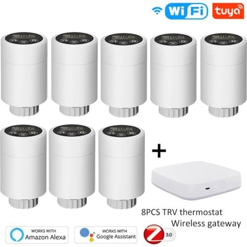Alexa Speaker Wifi ZigBee3.0 Smart Home Room Thermostats TRV Digital Weekly Programmable Radiator Thermostat Valve